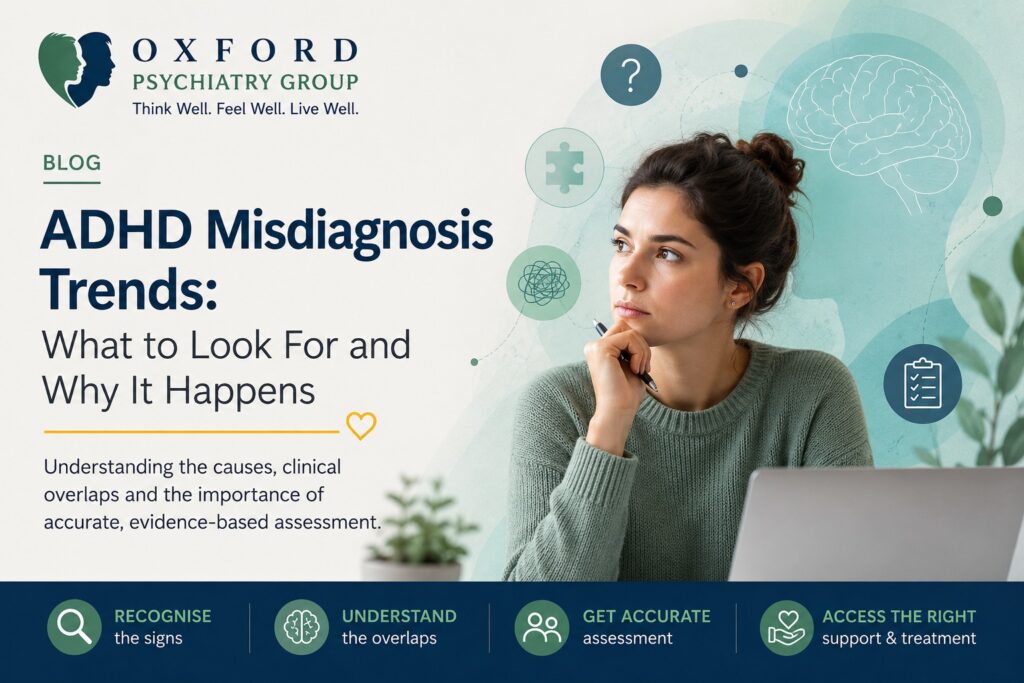 Consultant psychiatrist discussing ADHD assessment and misdiagnosis in adults
